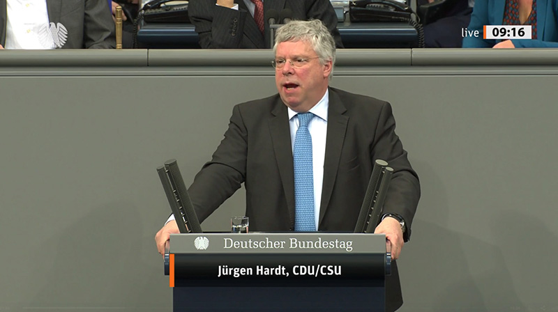 Jürgen Hardt, CDU/CSU, während der Bundestagsdebatte zur Auswärtigen Kultur- und Bildungspolitik am 31.1.2020. Foto: Dt. Bundestag